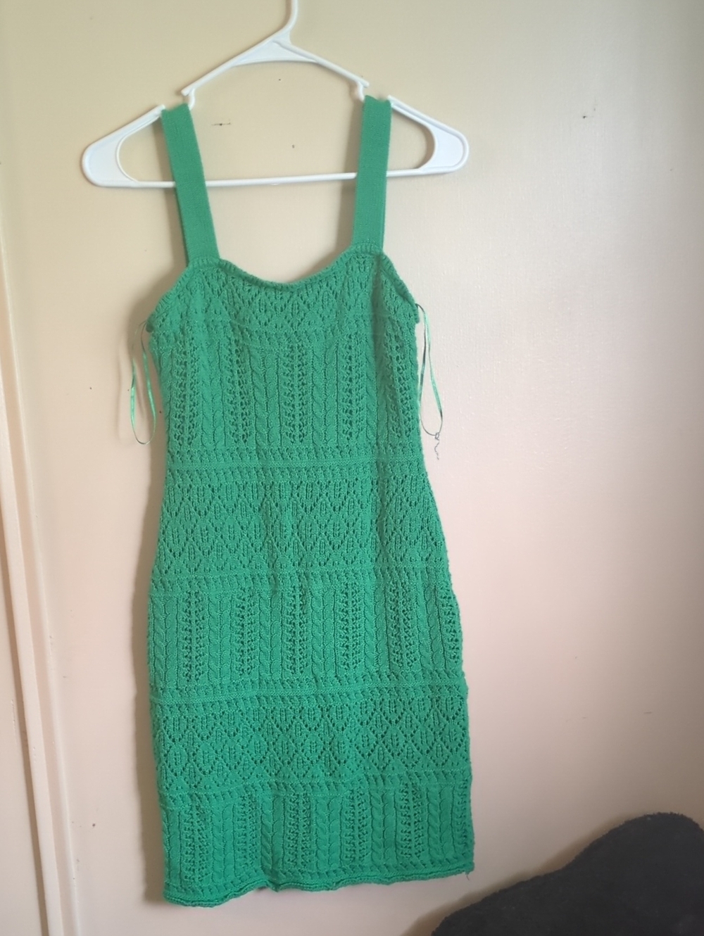Taylor Green Crochet Midi Dress with Wide Straps
